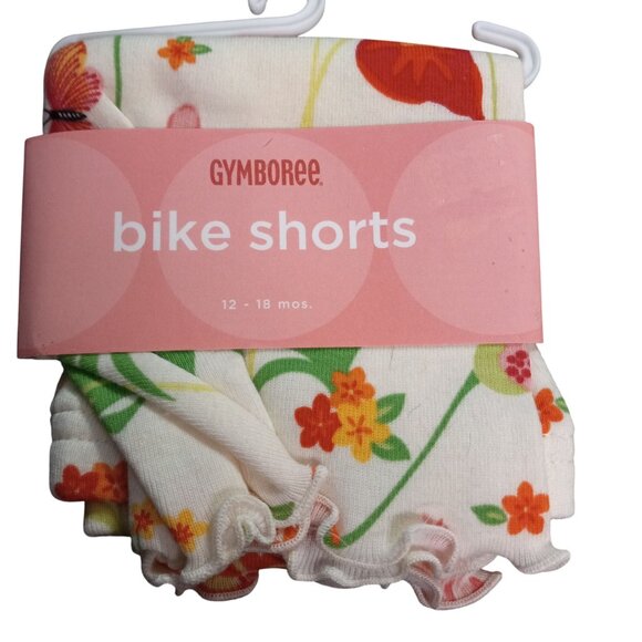 Gymboree 12-18 month Bike Shorts Flowers Tropical Paradise Butterflies Cream NEW - Picture 2 of 4